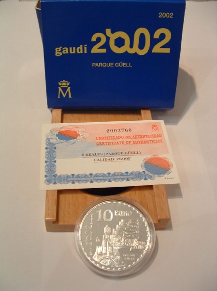 (Bild für) 10 Euromunt Spanje 2002 Proof in cassette Parque Güell